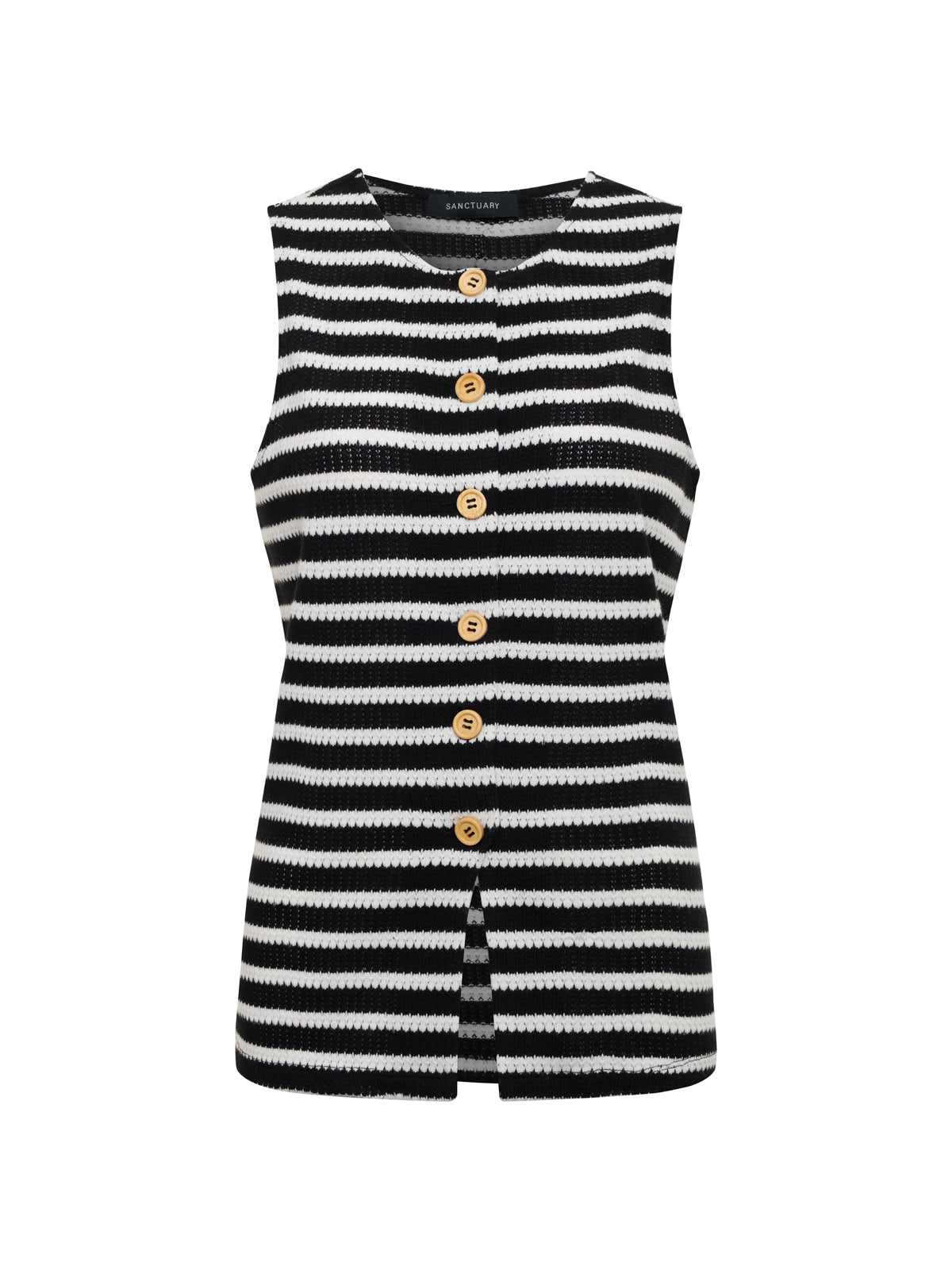 Nothing Extra Knit Vest Black/Chalk Stripe | Sanctuary Clothing