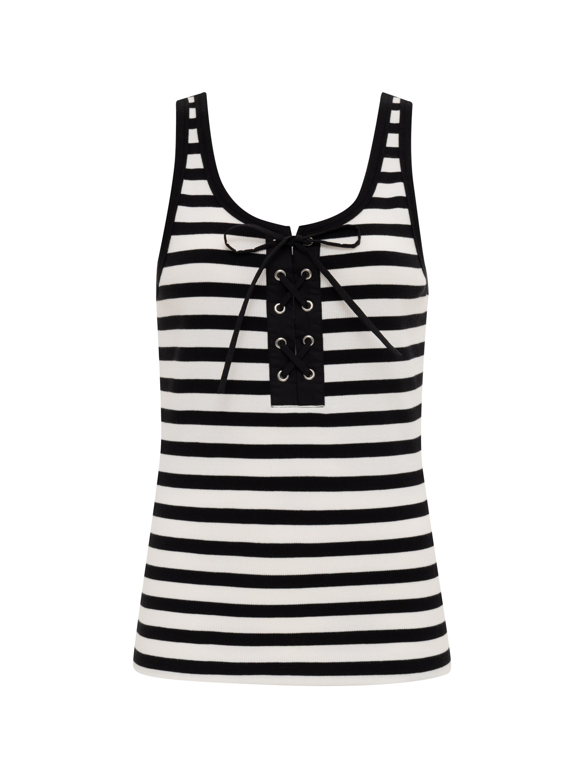 GO-TO LACE UP TANK CHALK/BLACK STRIPE (11) | Sanctuary Clothing