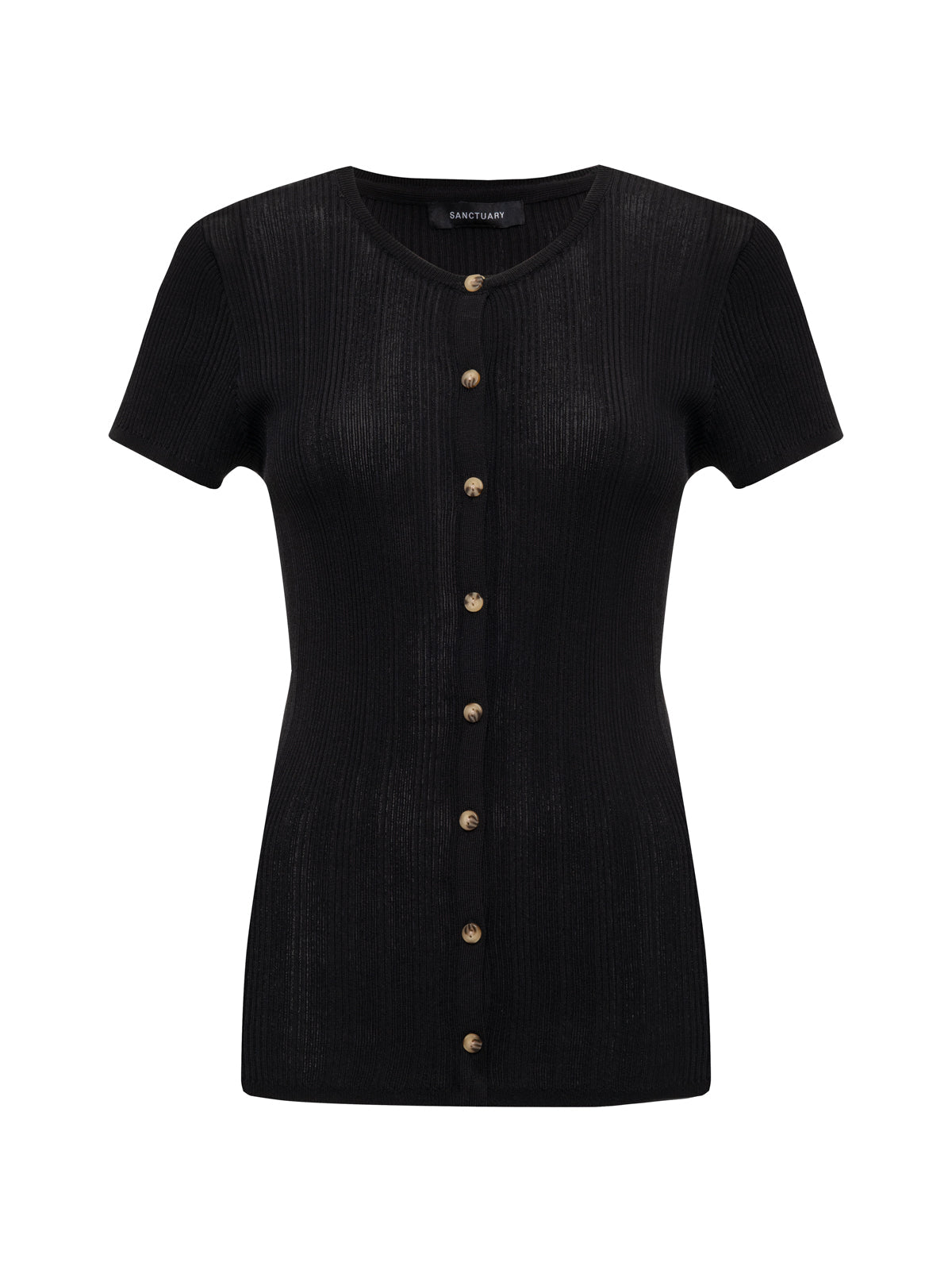 SOFT FOCUS RIBBBED TOP BLACK | Sanctuary Clothing