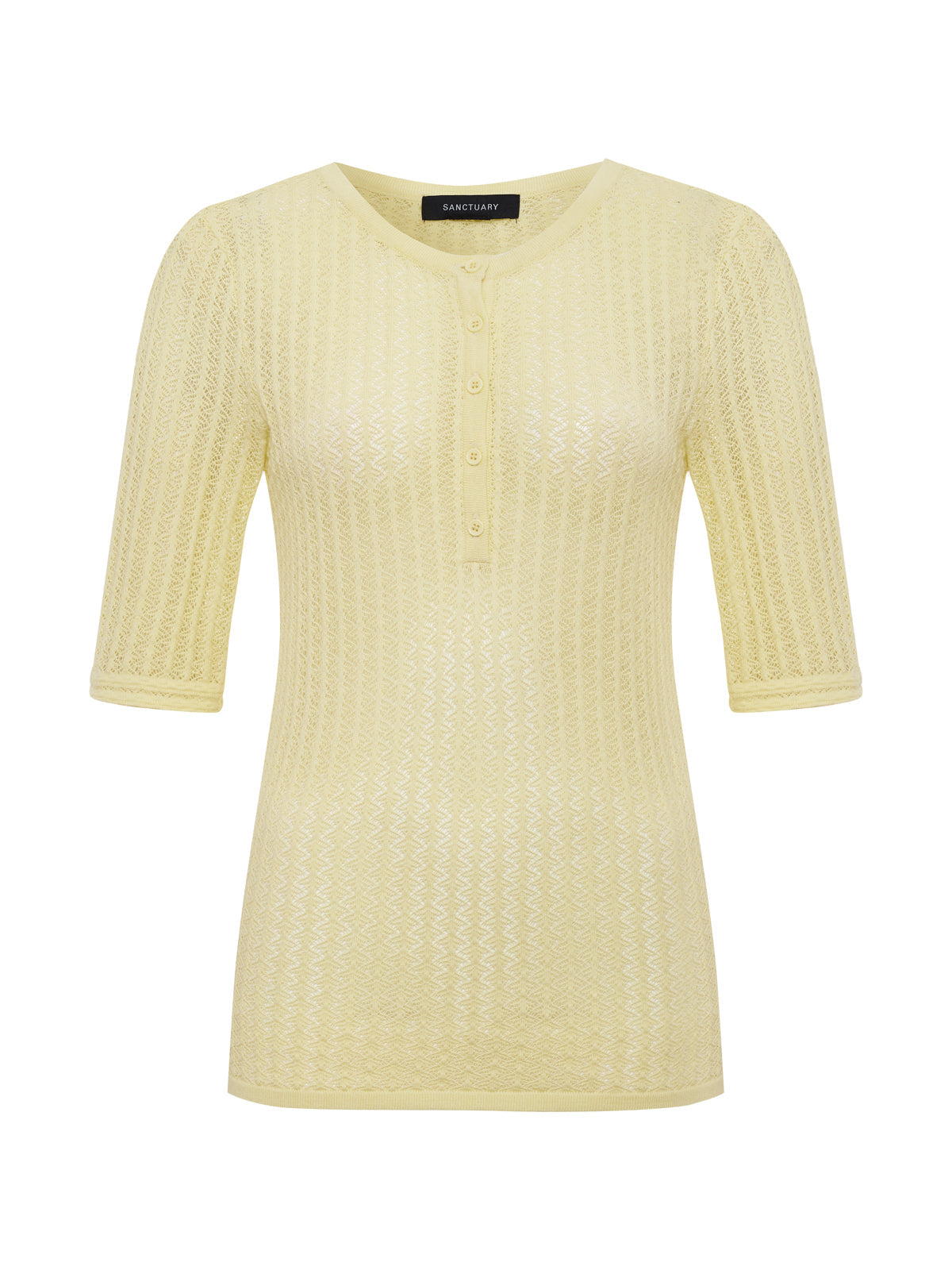 GOING PLACES POINTELLE SWEATER LEMON DROP | Sanctuary Clothing