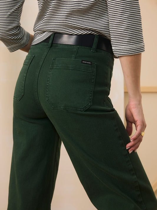 Chelsea Wide Leg Jean Washed Forest | Sanctuary Clothing