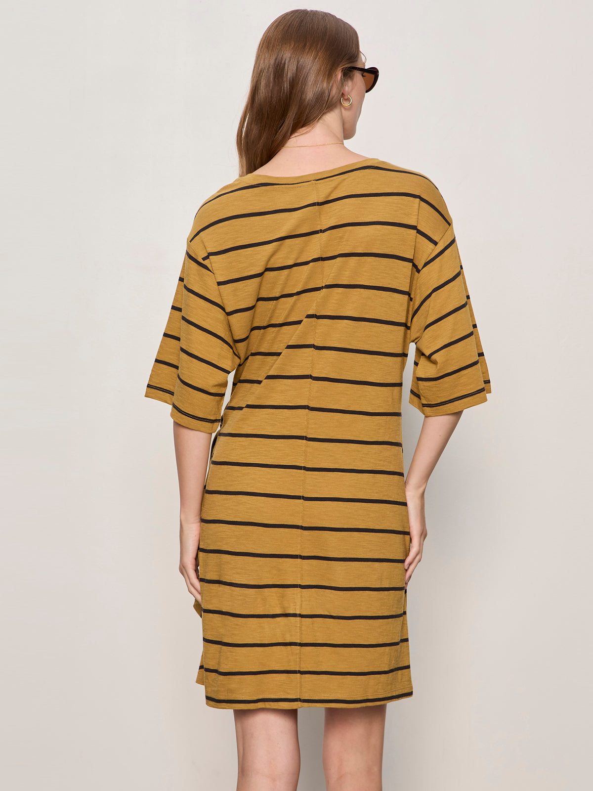 EASIER TOGETHER TIE KNIT DRESS CUMIN/BLACK STRIPE | Sanctuary Clothing