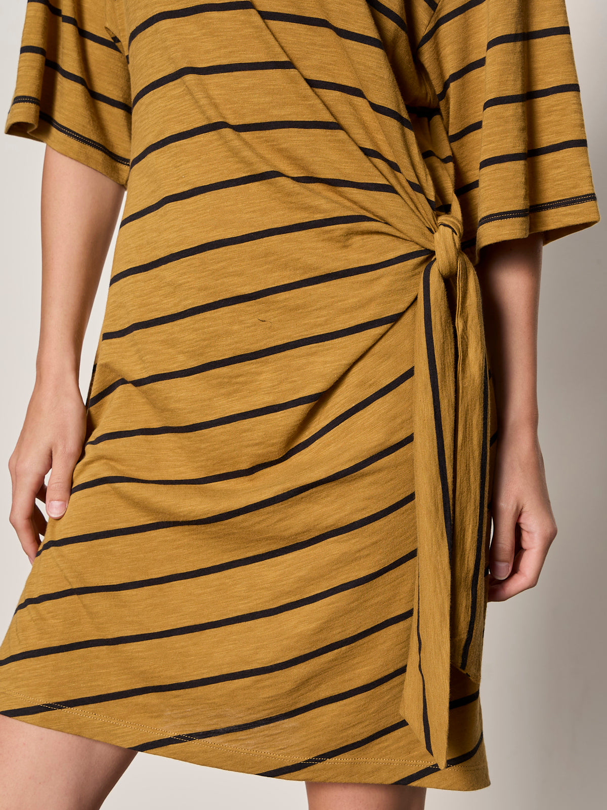 EASIER TOGETHER TIE KNIT DRESS CUMIN/BLACK STRIPE | Sanctuary Clothing
