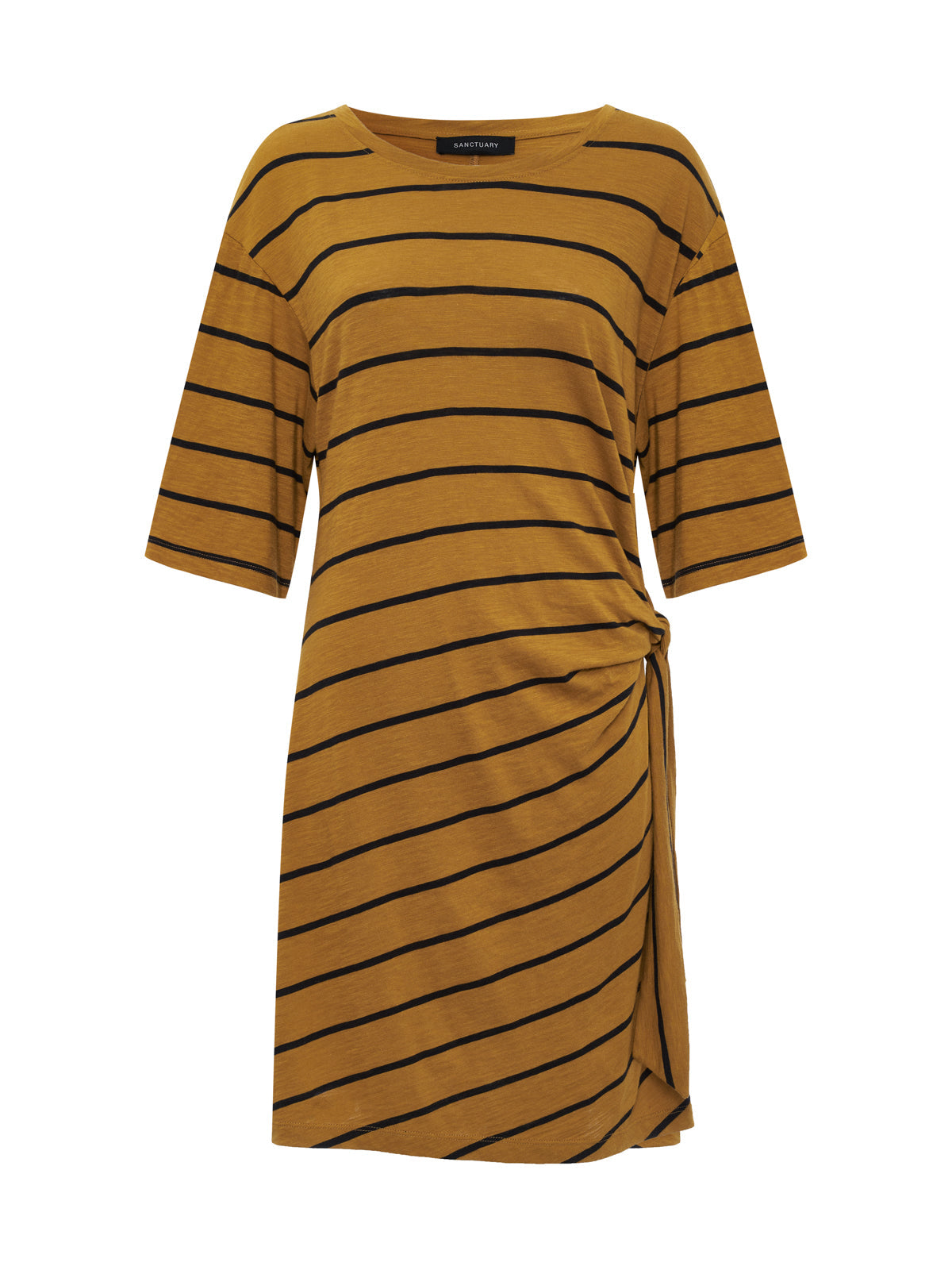 EASIER TOGETHER TIE KNIT DRESS CUMIN/BLACK STRIPE | Sanctuary Clothing
