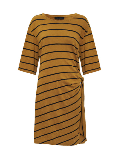 EASIER TOGETHER TIE KNIT DRESS CUMIN/BLACK STRIPE | Sanctuary Clothing