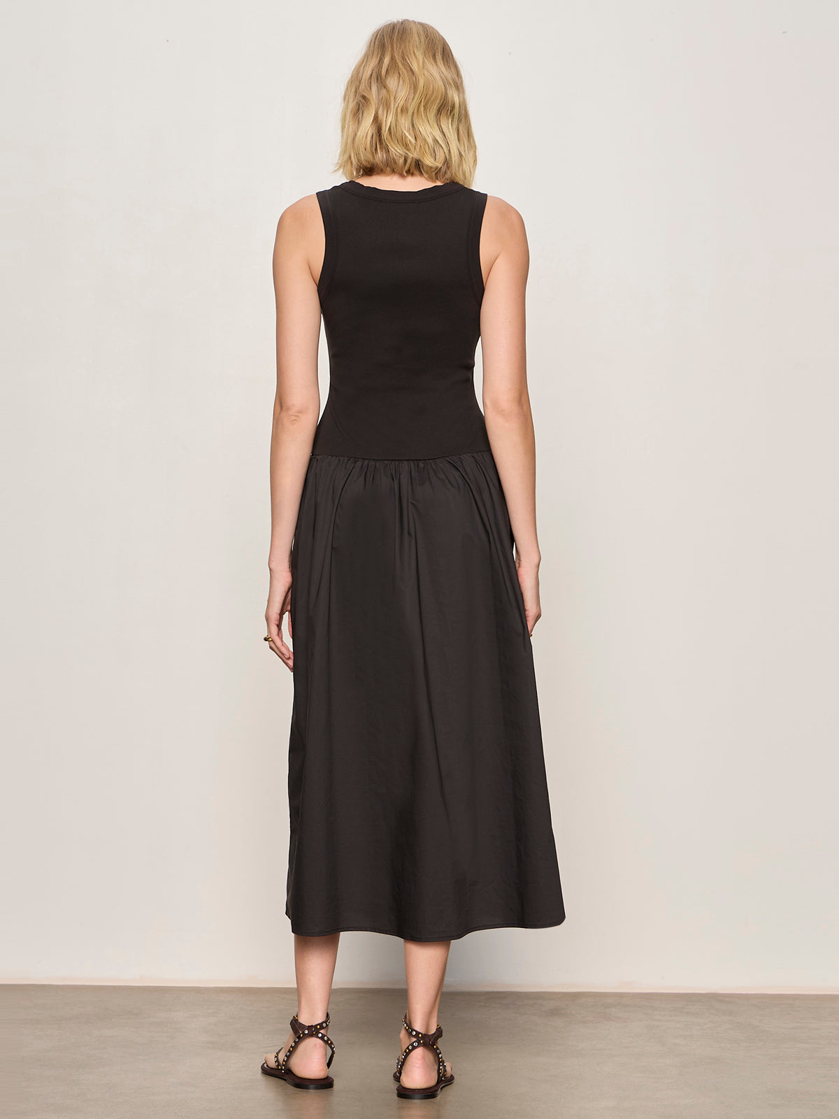 BREAKAWAY MIX MEDIA MIDI DRESS BLACK | Sanctuary Clothing