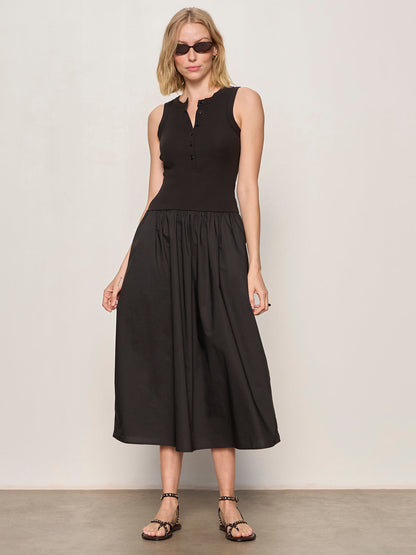 BREAKAWAY MIX MEDIA MIDI DRESS BLACK | Sanctuary Clothing