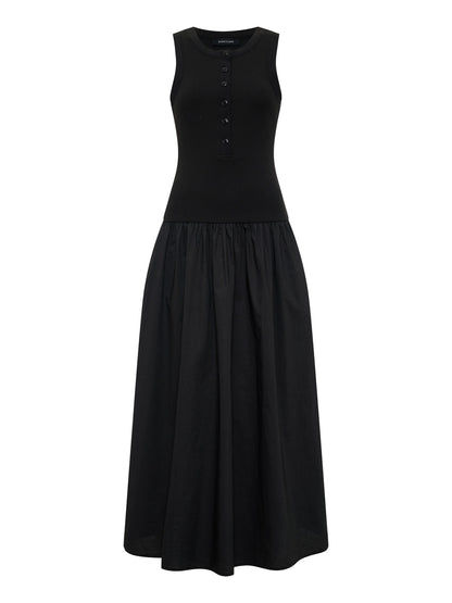 BREAKAWAY MIX MEDIA MIDI DRESS BLACK | Sanctuary Clothing