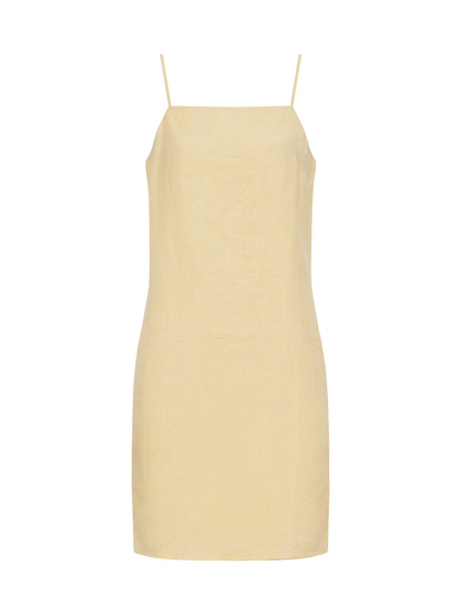 HIDEAWAY LINEN TIE STRAP DRESS BANANA | Sanctuary Clothing