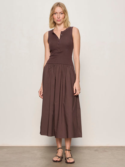 BREAKAWAY MIX MEDIA MIDI DRESS RICH SOIL | Sanctuary Clothing