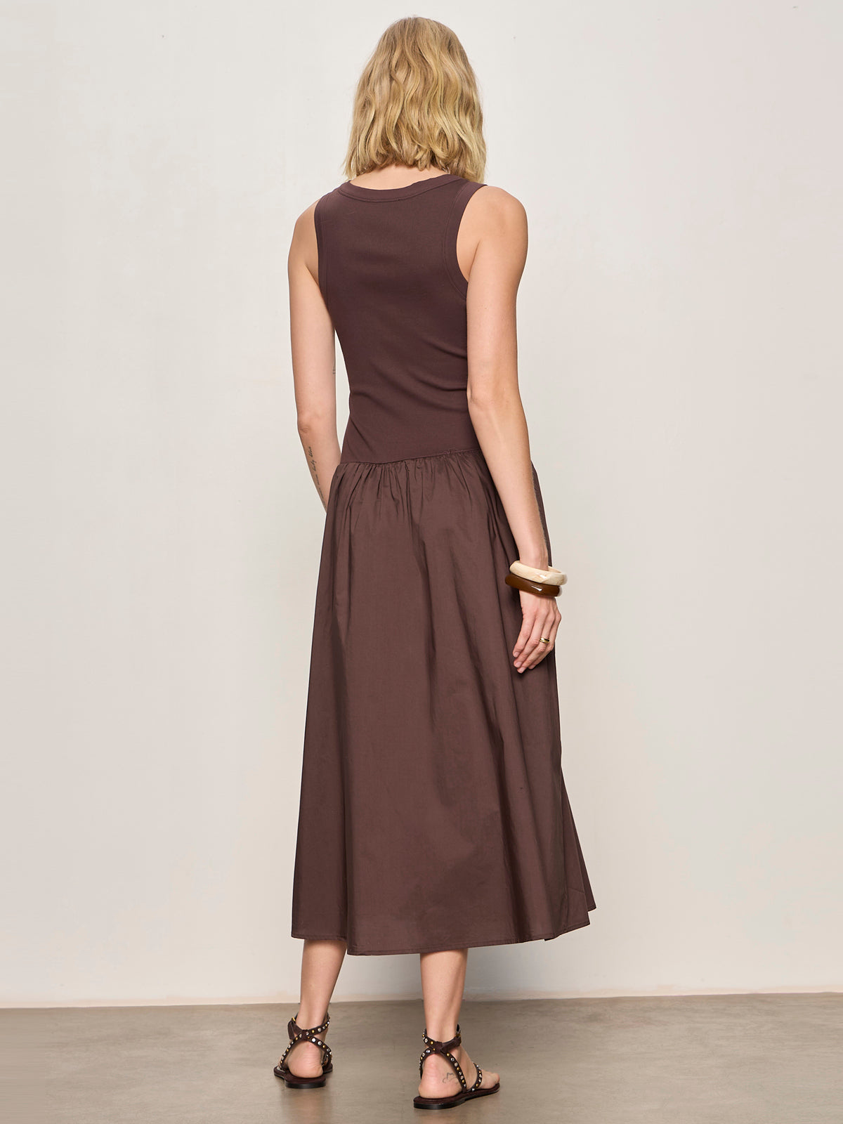 BREAKAWAY MIX MEDIA MIDI DRESS RICH SOIL | Sanctuary Clothing