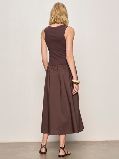 BREAKAWAY MIX MEDIA MIDI DRESS RICH SOIL | Sanctuary Clothing