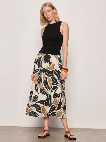 SANDBAR MIX MEDIA MIDI DRESS LOTUS W/ BLACK | Sanctuary Clothing