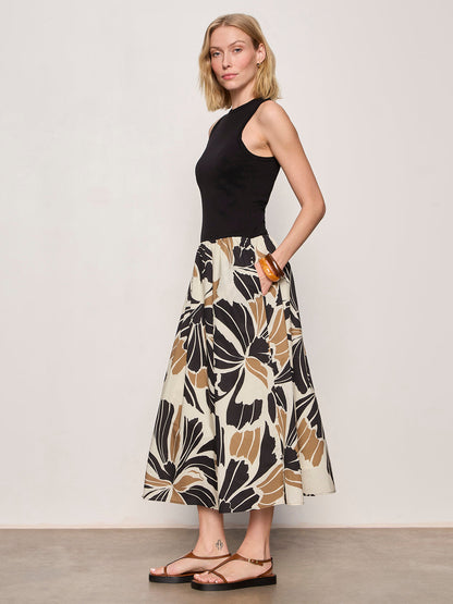 SANDBAR MIX MEDIA MIDI DRESS LOTUS W/ BLACK | Sanctuary Clothing