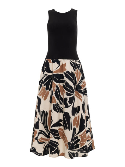 SANDBAR MIX MEDIA MIDI DRESS LOTUS W/ BLACK | Sanctuary Clothing