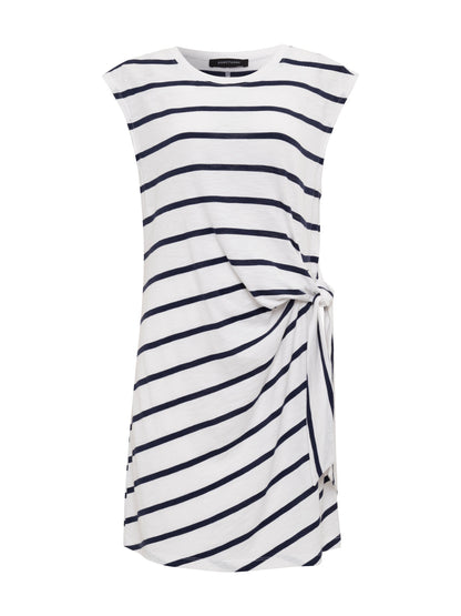 SIDE TIE T-SHIRT DRESS WHITE/NAVY STRIPE | Sanctuary Clothing