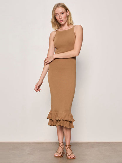 OUTDO TIER HEM SWEATER DRESS TOASTED COCONUT | Sanctuary Clothing