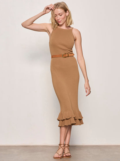 OUTDO TIER HEM SWEATER DRESS TOASTED COCONUT | Sanctuary Clothing