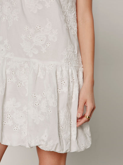 GARDEN EYELET BUBBLE DRESS WHITE | Sanctuary Clothing