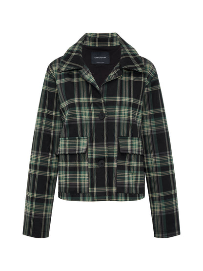 Avid Plaid Jacket Evergreen Plaid | Sanctuary Clothing