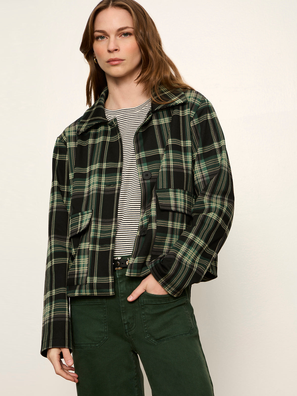Avid Plaid Jacket Evergreen Plaid | Sanctuary Clothing