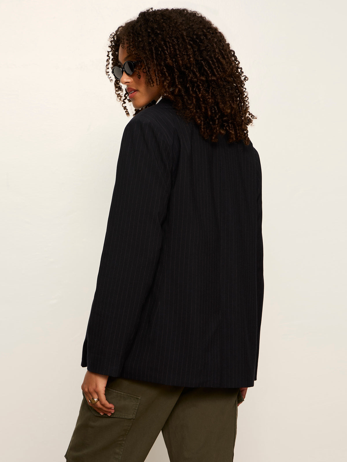 Maci Blazer Navy Pinstripe | Sanctuary Clothing