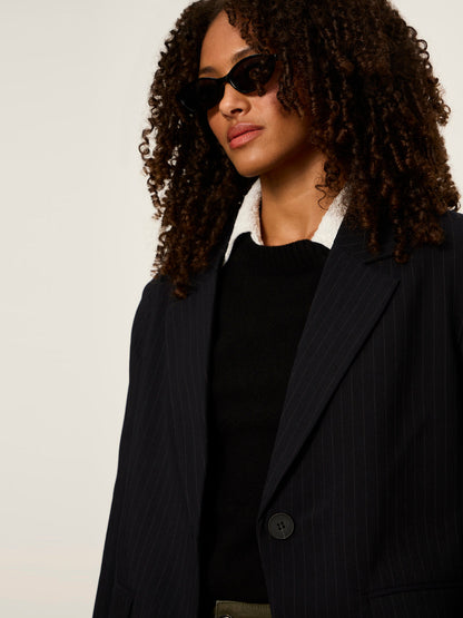 Maci Blazer Navy Pinstripe | Sanctuary Clothing