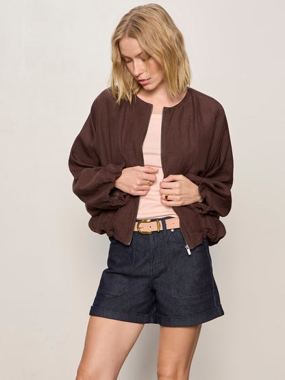 LINEN BUBBLE JACKET RICH SOIL | Sanctuary Clothing