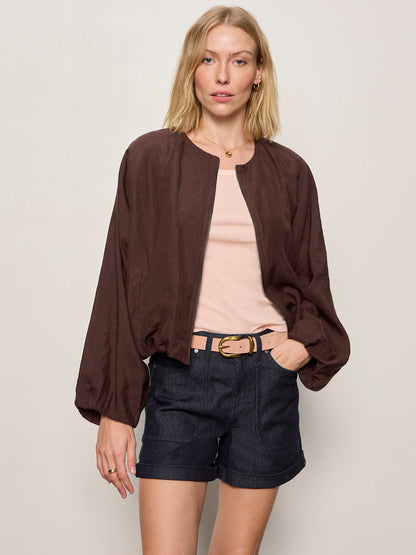 LINEN BUBBLE JACKET RICH SOIL | Sanctuary Clothing