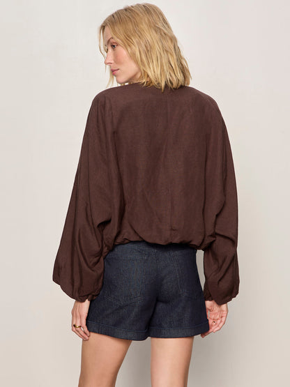 LINEN BUBBLE JACKET RICH SOIL | Sanctuary Clothing