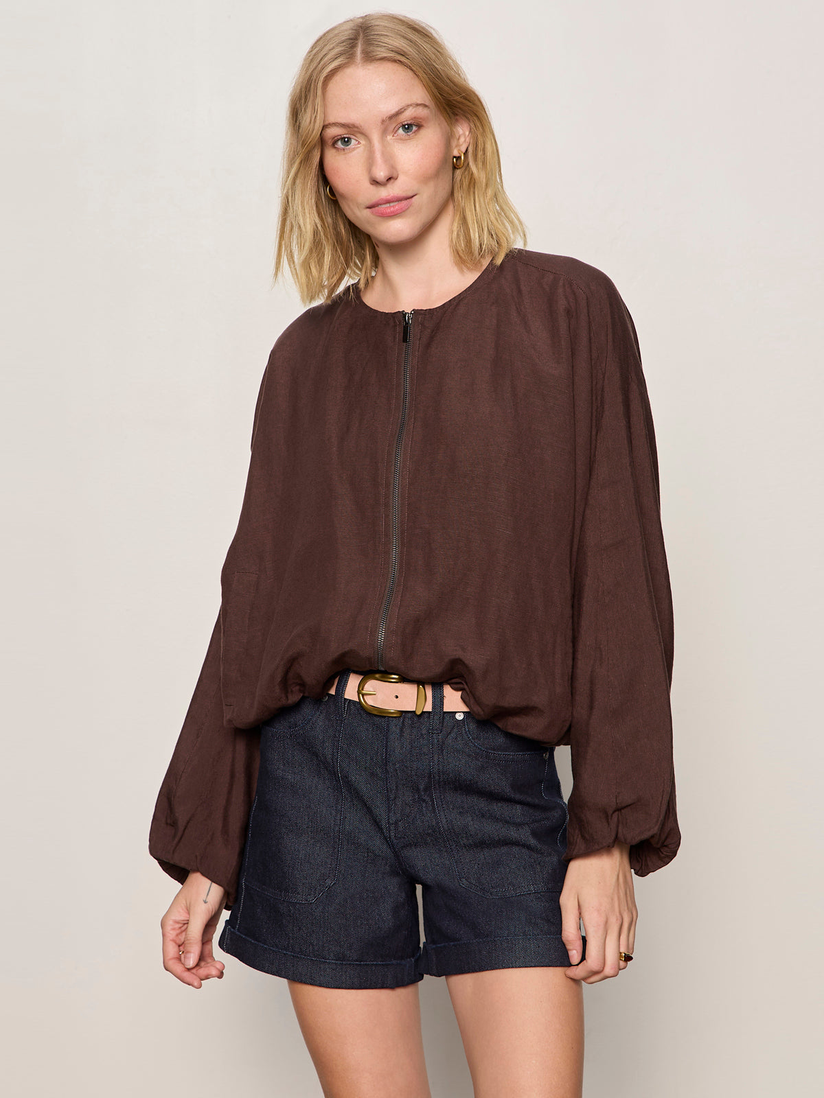 LINEN BUBBLE JACKET RICH SOIL | Sanctuary Clothing