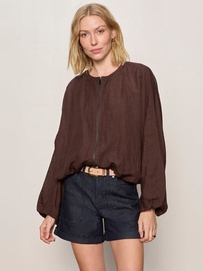 LINEN BUBBLE JACKET RICH SOIL | Sanctuary Clothing