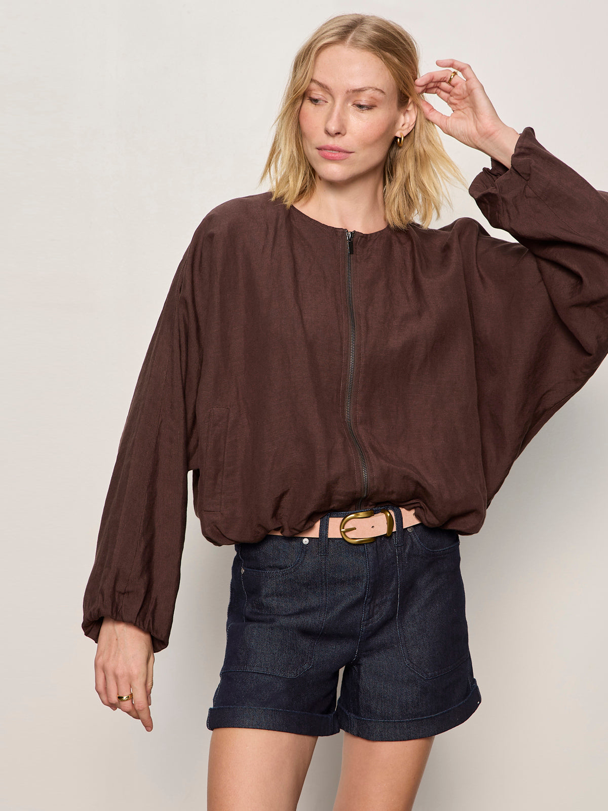 LINEN BUBBLE JACKET RICH SOIL | Sanctuary Clothing