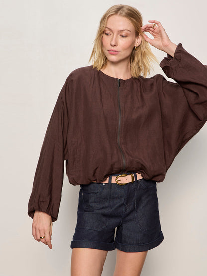 LINEN BUBBLE JACKET RICH SOIL | Sanctuary Clothing