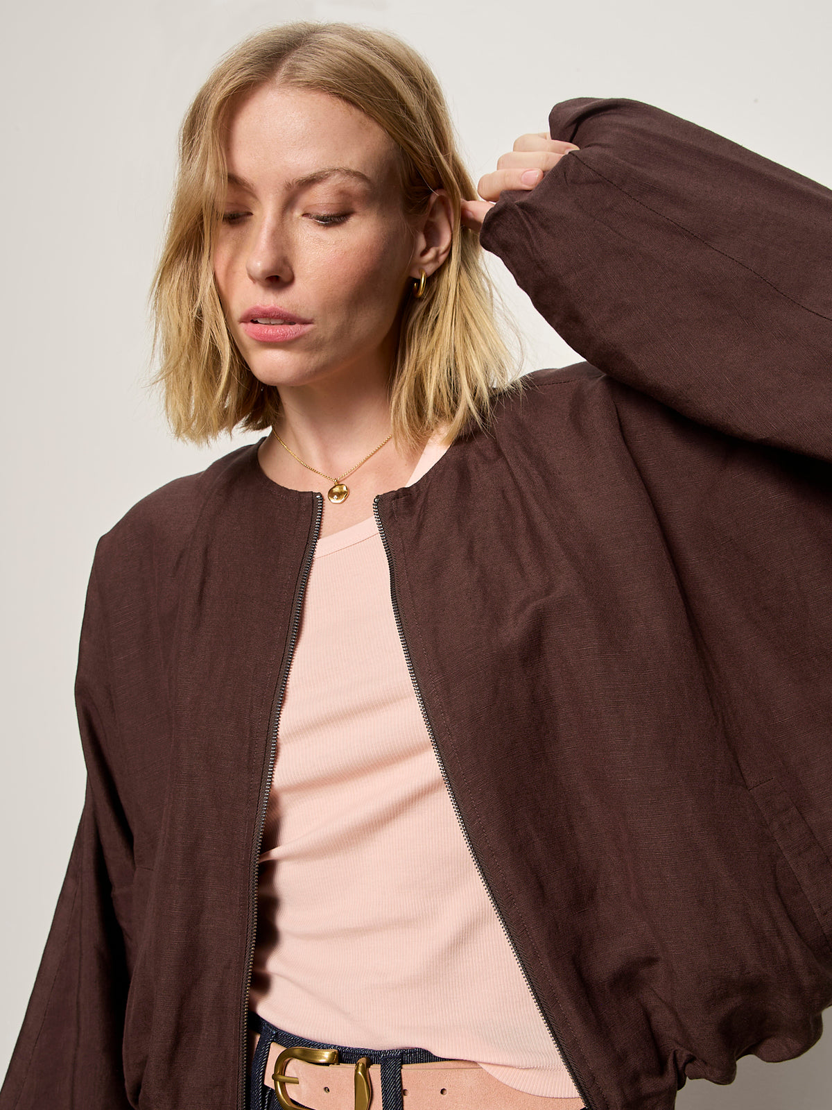 LINEN BUBBLE JACKET RICH SOIL | Sanctuary Clothing