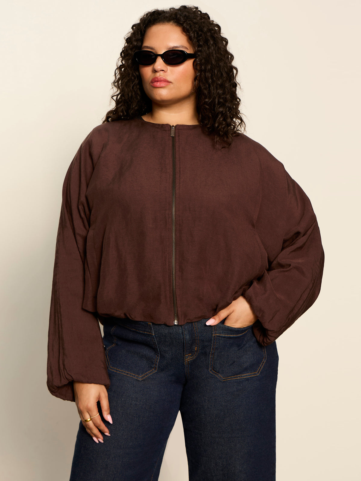 LINEN BUBBLE JACKET RICH SOIL | Sanctuary Clothing