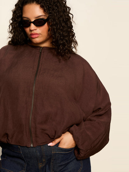 LINEN BUBBLE JACKET RICH SOIL | Sanctuary Clothing