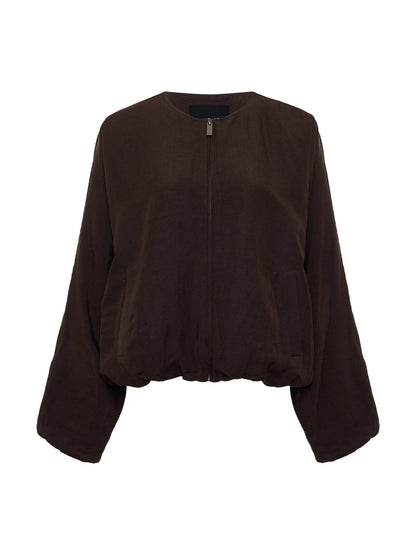 LINEN BUBBLE JACKET RICH SOIL | Sanctuary Clothing