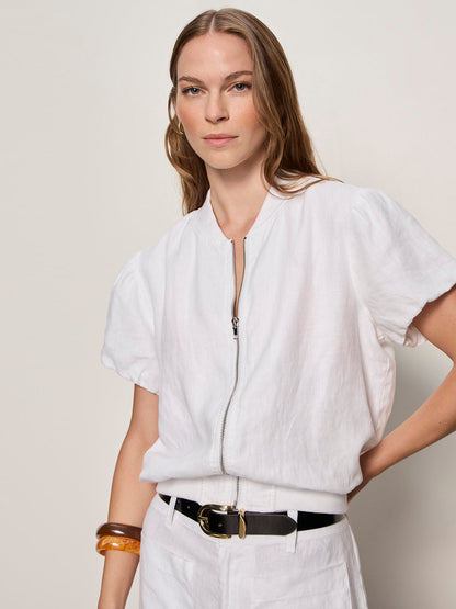 EVERLY LINEN BOMBER WHITE | Sanctuary Clothing