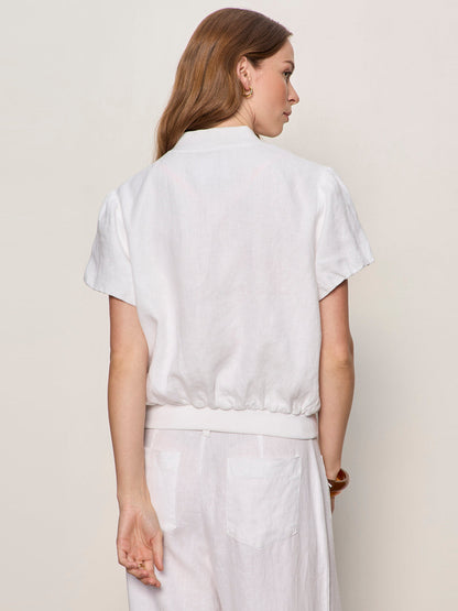 EVERLY LINEN BOMBER WHITE | Sanctuary Clothing
