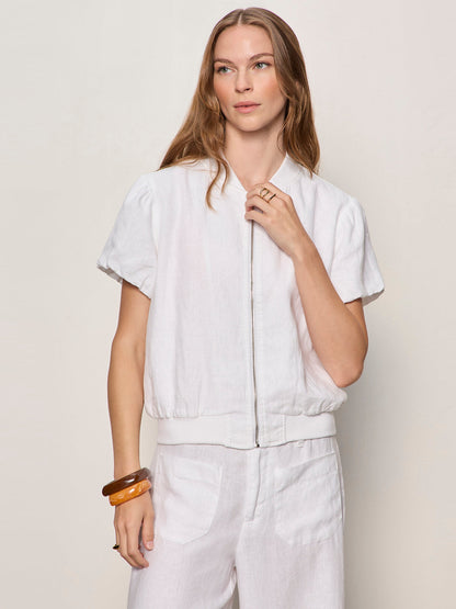 EVERLY LINEN BOMBER WHITE | Sanctuary Clothing