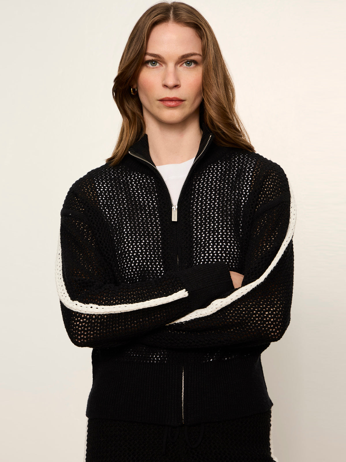 OPEN STITCH TRACK JACKET BLACK W/ CHALK | Sanctuary Clothing