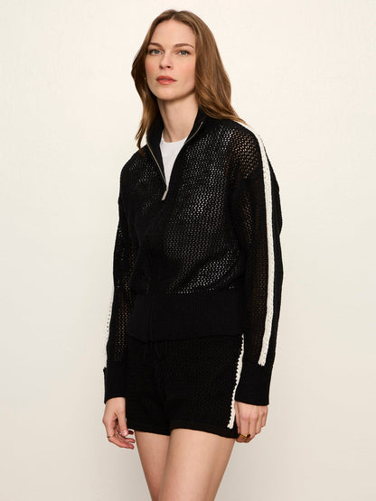 OPEN STITCH TRACK JACKET BLACK W/ CHALK | Sanctuary Clothing