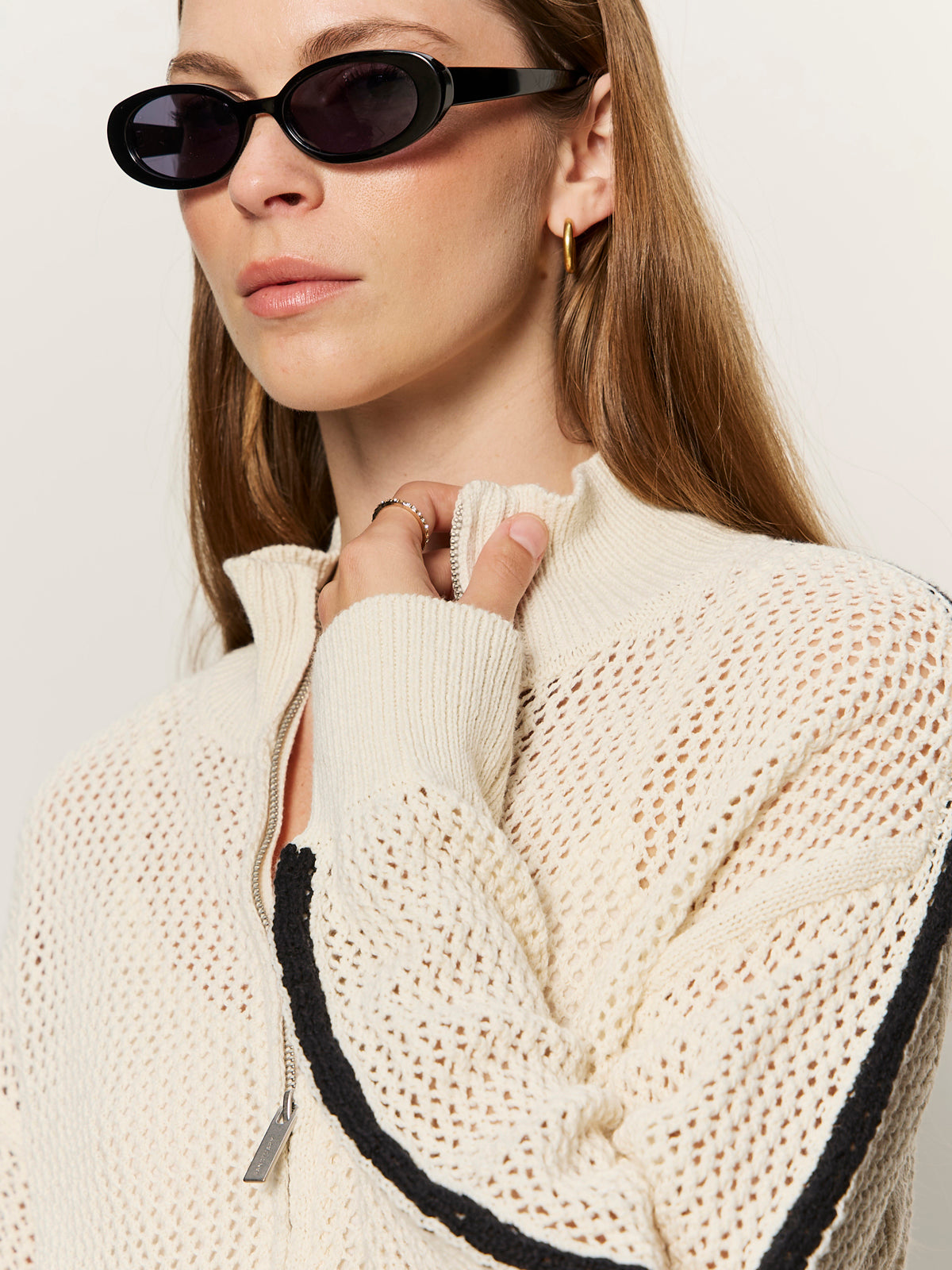 Open Stitch Track Jacket Collagen/Black | Sanctuary Clothing