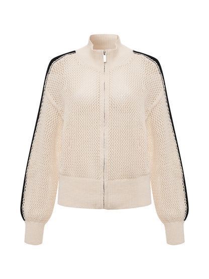 Open Stitch Track Jacket Collagen/Black | Sanctuary Clothing