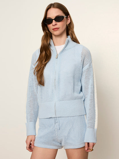 OPEN STITCH TRACK JACKET BLUE AURA W/ CHALK | Sanctuary Clothing