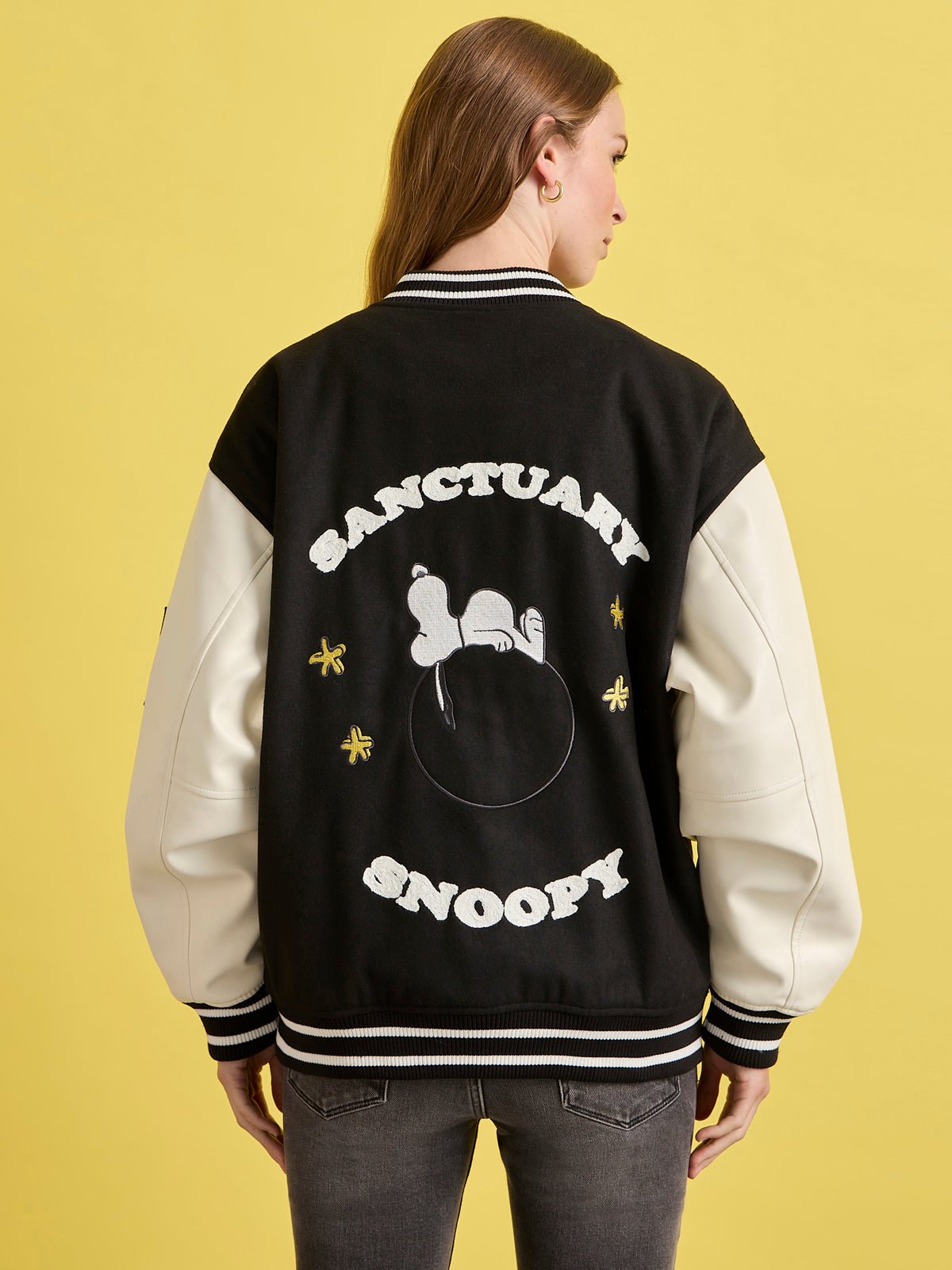 75 VARSITY JACKET BLACK/WHITE | Sanctuary Clothing