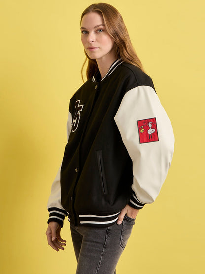 75 VARSITY JACKET BLACK/WHITE | Sanctuary Clothing