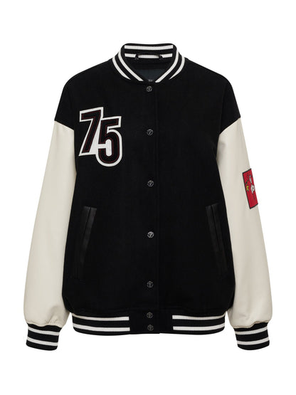 75 VARSITY JACKET BLACK/WHITE | Sanctuary Clothing