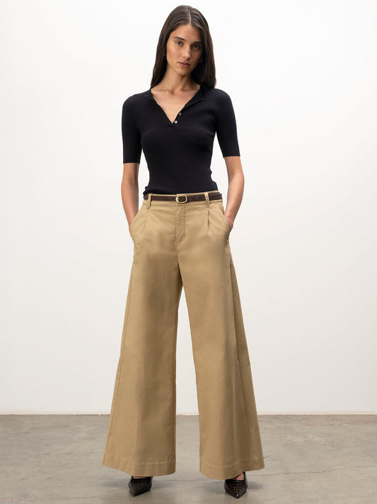 REESE WIDE LEG TROUSER KHAKI | Sanctuary Clothing